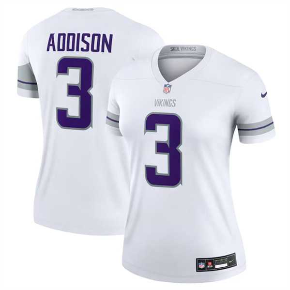 Womens Minnesota Vikings #3 Jordan Addison White Winter Warrior Limited Football Stitched Jersey Dzhi->women nfl jersey->Women Jersey